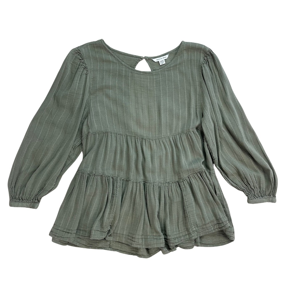 American Eagle Womens Flowy Babydoll Top Medium Cottage Forest Fairy Goblin Boho